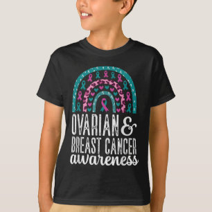 Rainbow Ovarian And Breast Cancer Awareness Pink T T-Shirt