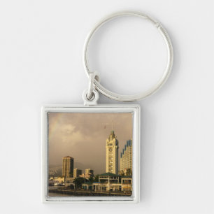Rainbow over Honolulu, Hawaii, USA 2 Key Ring