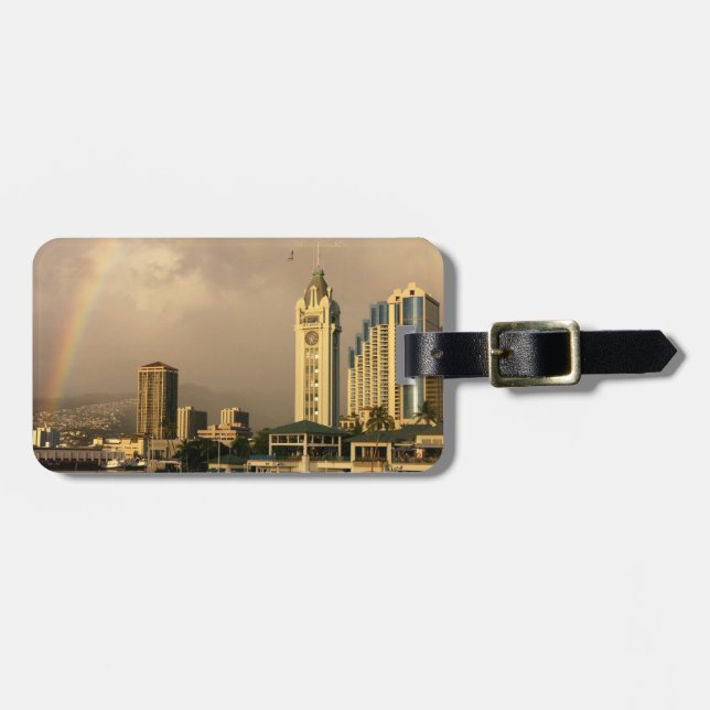 Rainbow over Honolulu, Hawaii, USA 2 Luggage Tag (Front Horizontal)