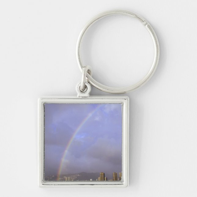 Rainbow over Honolulu, Hawaii, USA Key Ring (Front)