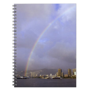 Rainbow over Honolulu, Hawaii, USA Spiral Notebook