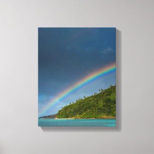 Rainbow over island, American Samoa Canvas Print