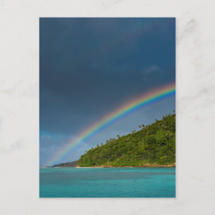 Rainbow over island, American Samoa Postcard