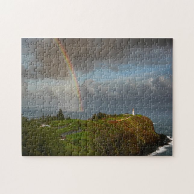 Rainbow over Kilauea Lighthouse on Hawaii Jigsaw Puzzle (Horizontal)