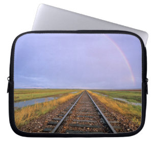 Rainbow over railroad tracks near Fairfield Laptop Sleeve