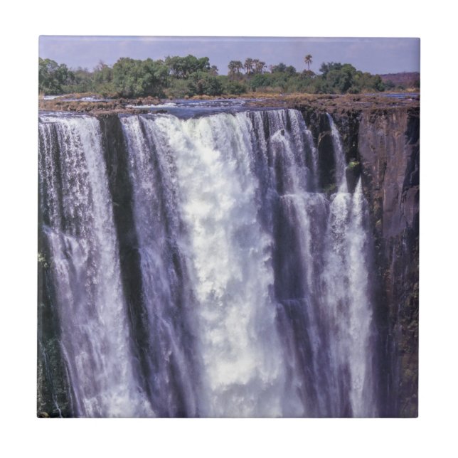 Rainbow over Victoria Falls - Zimbabwe, Africa Tile (Front)