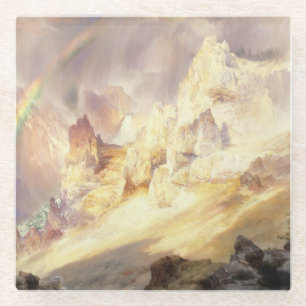 Rainbow Over Yellowstone, Moran 1900 Glass Coaster