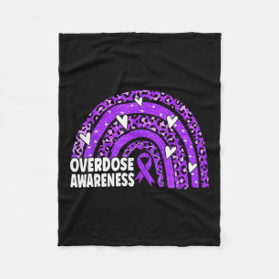 Rainbow Overdose Awareness Month Purple Ribbon Fleece Blanket