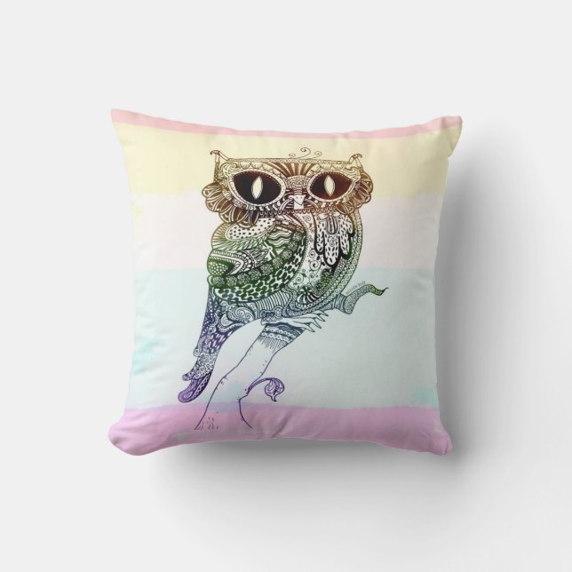 Rainbow Owl - Pillow (Front)