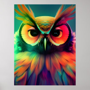 Rainbow Owl Poster