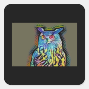 Rainbow Owl Square Sticker