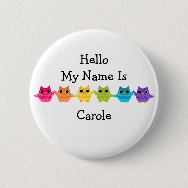 Rainbow Owls 6 Cm Round Badge (Front)