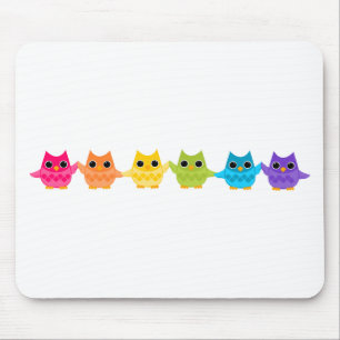 Rainbow Owls Mouse Pad