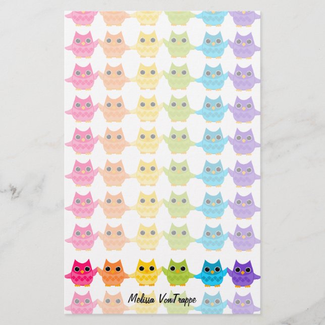 Rainbow Owls Stationery (Front)