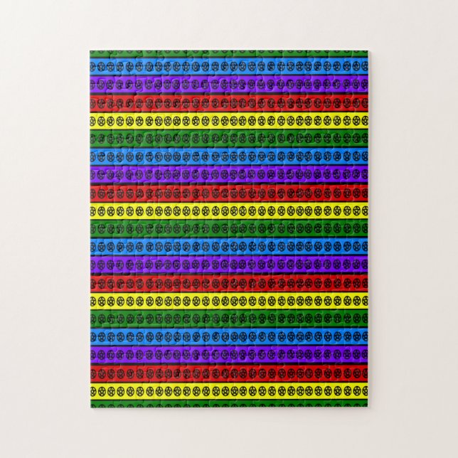 Rainbow Pagan Pentacles Jigsaw Puzzle (Vertical)