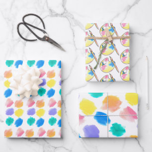 Rainbow Paint and Sip Birthday Party Wrapping Paper Sheet