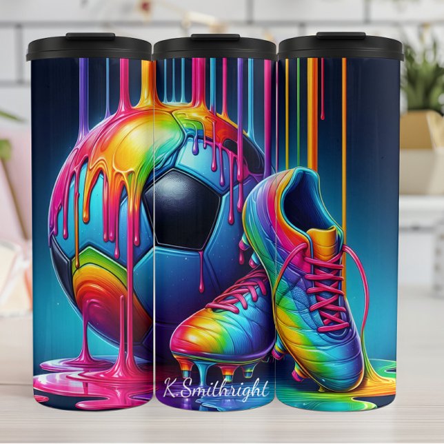Rainbow Paint Drip Soccer Gear Thermal Tumbler (Creator Uploaded)