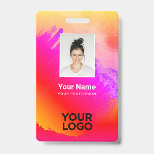 Rainbow Paint Employee Photo, Bar Code, Name ID Badge