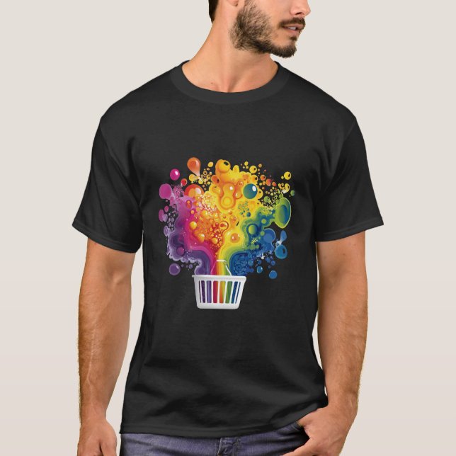 Rainbow Paint Explosion from a Basket T-Shirt (Front)