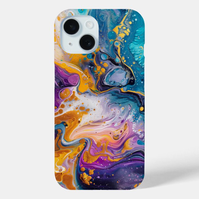 Rainbow Paint Pour Abstract Liquid Cute Aesthetic Case-Mate iPhone Case (Back)