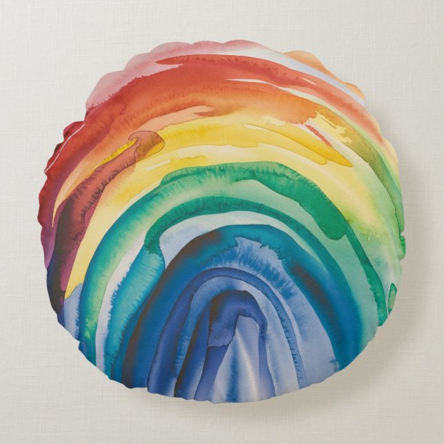 Rainbow Paint Round Cushion (Front)