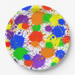 Rainbow Paint Splash Birthday Party Paper Plates