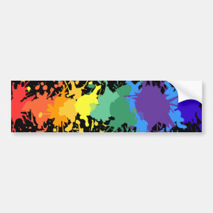 RAINBOW PAINT SPLASH DRIPS GAY PRIDE CAR BUMPER STICKER