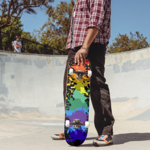 RAINBOW PAINT SPLASH GRAFFITTI  SKATEBOARD