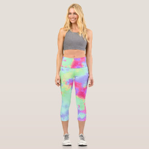 Rainbow Paint Splatter Capri Leggings