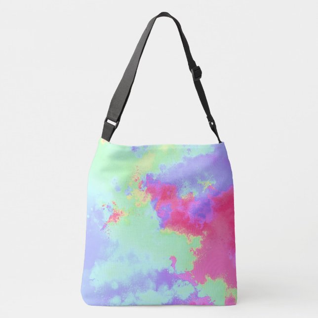 Rainbow  Paint Splatter  Crossbody Bag (Back)