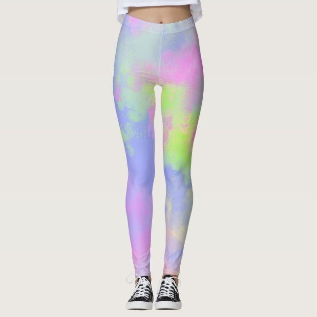 Rainbow Paint Splatter effect Leggings (Front)