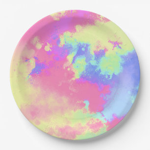 Rainbow Paint Splatter effect  Paper Plate