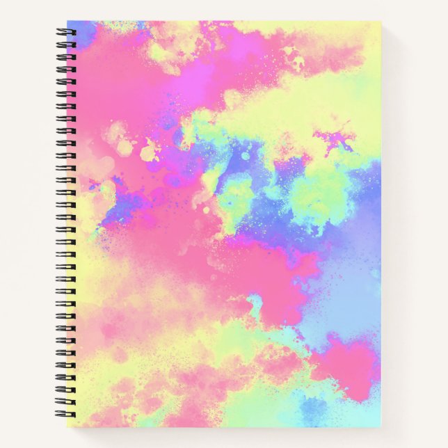 Rainbow Paint Splatter effect pink yellow blue Notebook (Front)