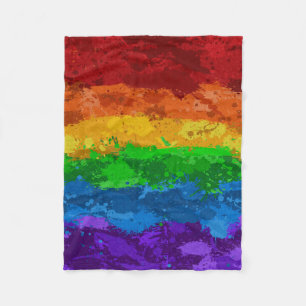 Rainbow Paint Splatter Flag Fleece Blanket