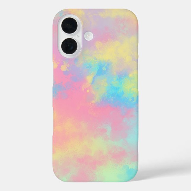 Rainbow Paint Splatter iPhone 16 Case (Back)