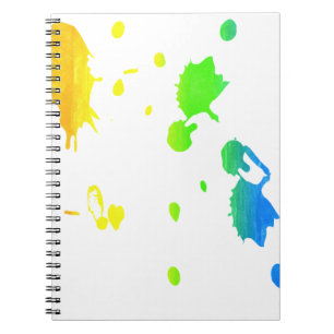 Rainbow paint-splatter notebook