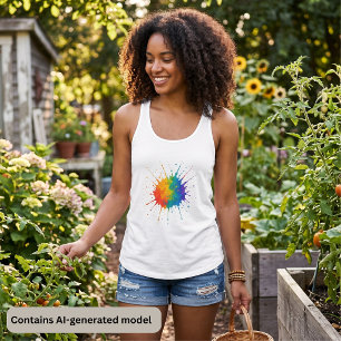 Rainbow Paint Splatter Singlet