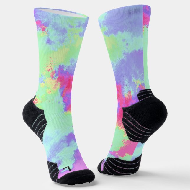 Rainbow Paint Splatter  Socks (Angled)