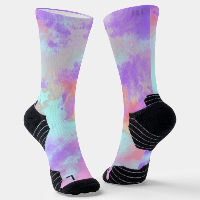 Rainbow Paint Splatter  Socks (Angled)