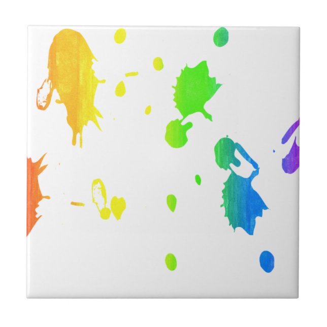 Rainbow paint-splatter tile (Front)