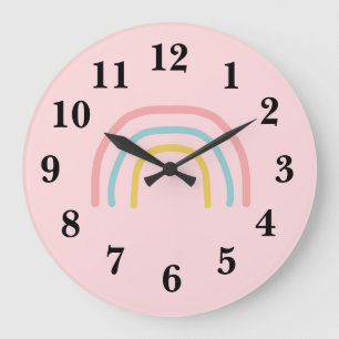 Rainbow Painting Pastel Large Clock