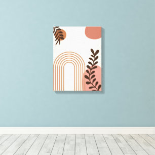 Rainbow Palm Leaf Sun, Boho Abstract Geometric Art Canvas Print