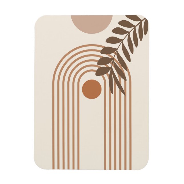Rainbow Palm Leaf Sun, Boho Abstract Geometric Art Magnet (Vertical)