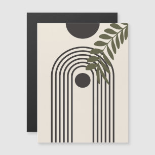Rainbow Palm Leaf Sun, Boho Abstract Geometric Art Magnetic Invitation