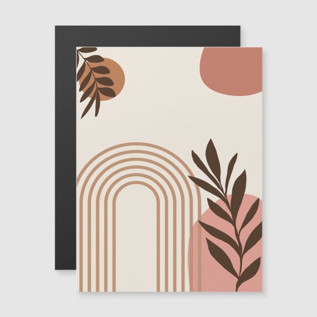 Rainbow Palm Leaf Sun, Boho Abstract Geometric Art Magnetic Invitation (Front/Back)