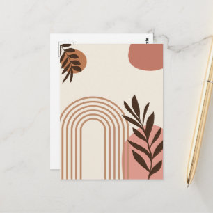 Rainbow Palm Leaf Sun, Boho Abstract Geometric Art Postcard