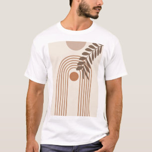 Rainbow Palm Leaf Sun, Boho Abstract Geometric Art T-Shirt