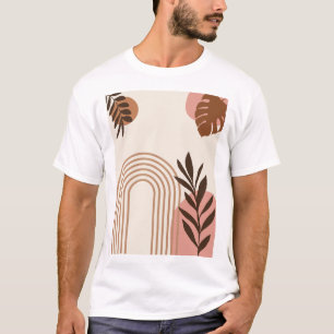 Rainbow Palm Leaf Sun, Boho Abstract Geometric Art T-Shirt