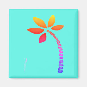 Rainbow palm tree drawing with blue background magnet