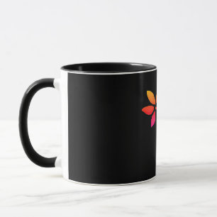 Rainbow palm tree drawing with blue background mug